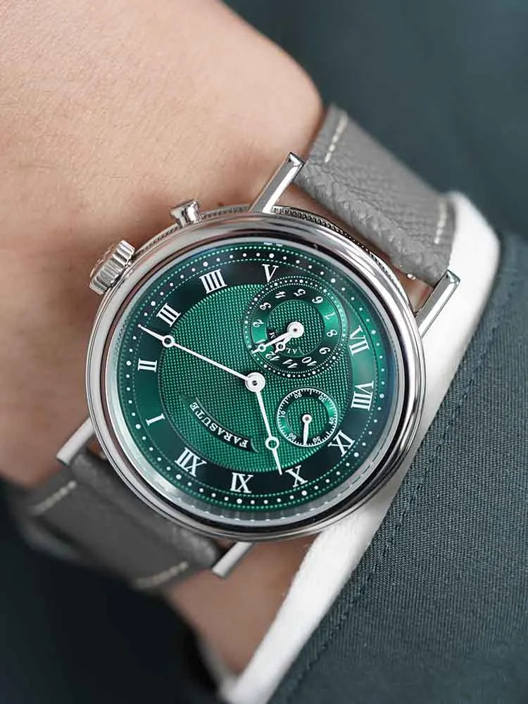 FARASUTE Retro Luxury Alarm Clock Quartz Watch Men Waterproof Night Light Wristwatch Casual Sapphire Stainless Steel Male Watch