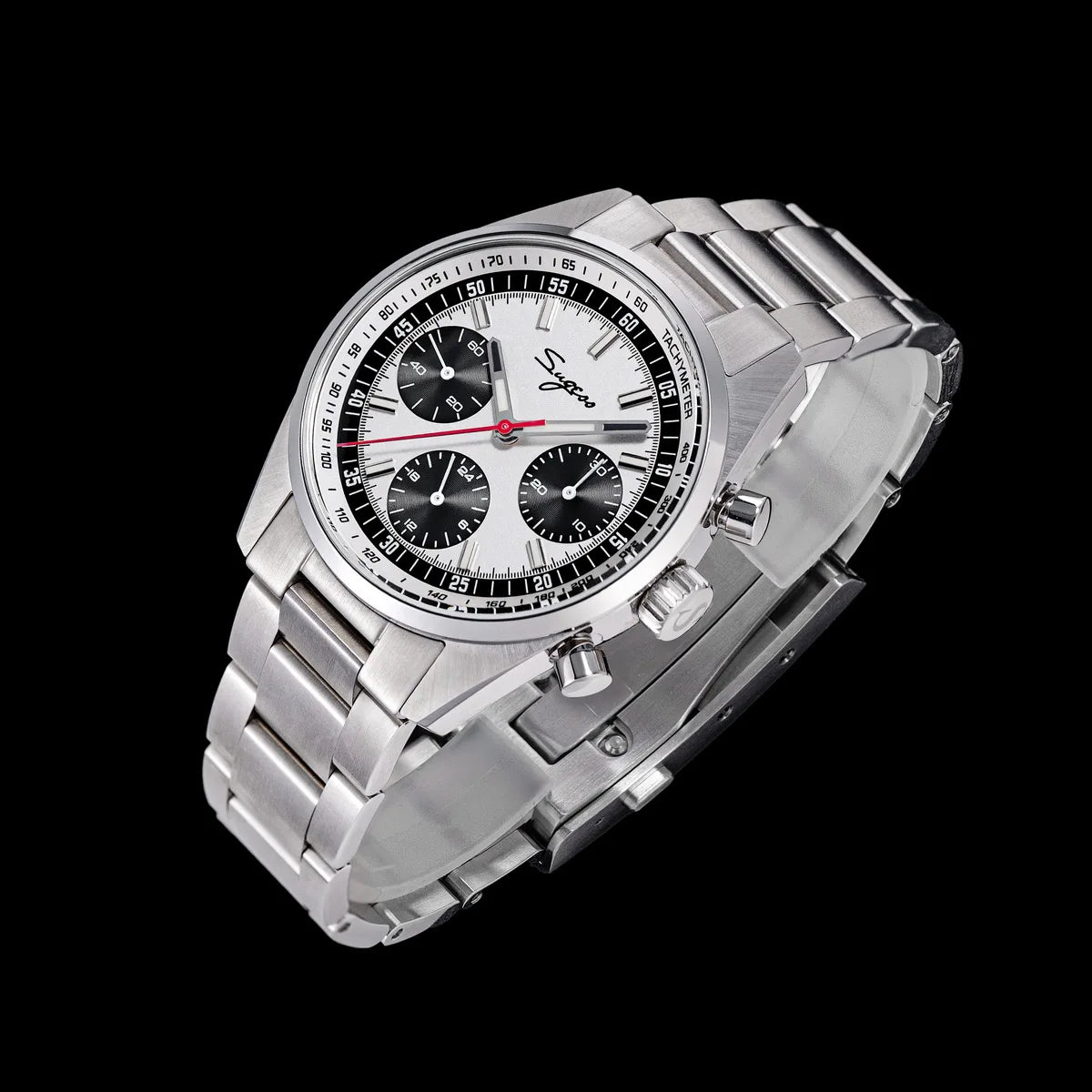 Sugess Mens Watch 38mm Chronograph Mechanical Wristwatches Tianjin Gooseneck Movement Sapphire Crystal Roulette Dial S465 new