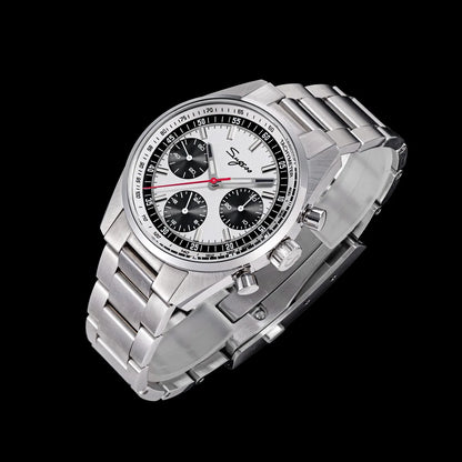 Sugess Mens Watch 38mm Chronograph Mechanical Wristwatches Tianjin Gooseneck Movement Sapphire Crystal Roulette Dial S465 new