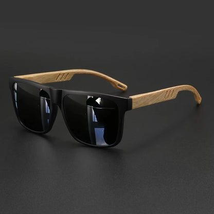 New Fashion Square Sunglasses Wood Grain Spring Hinge UV400 Unisex for Driving Hiking Travel 2026