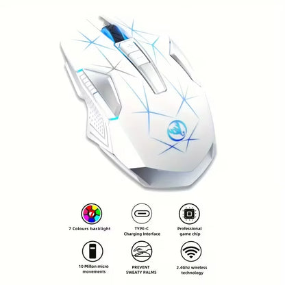 Wireless Gaming Mouse 2.4G Colorful Breathing Light Instant Response No Tangled Cables Work with Gaming Switch