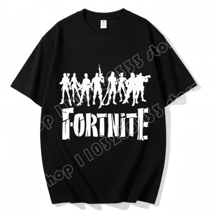 Fortnite Rundhals-T-Shirt für Erwachsene, unisex, Gaming-Dance-Mode, neu, aus reiner Baumwolle, kurzärmeliges Oberteil, perfekt für Freizeit und Urlaub