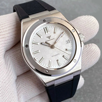 Tandorio Neue schwarze luxuriöse Business-Herrenuhr im Engineer-Stil, mechanisch, Saphirglas, 100m wasserdicht, NH35A Automatikuhren