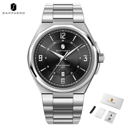 SAPPHERO Luxury Men's Watches Date Display Stainless Steel Watch Strap Men's Gifts Travel Essentials Waterproof Wristwatch