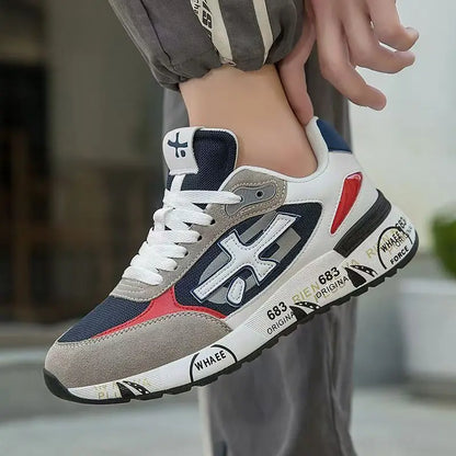 Baskets rétro de marque de luxe pour hommes et femmes, chaussures en maille respirante et en daim, semelle imprimée tendance, à lacets, baskets décontractées pour tous les jours