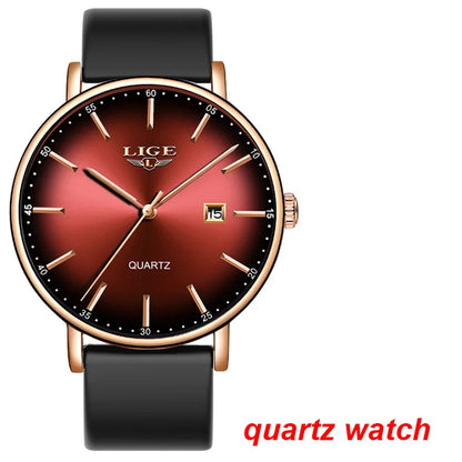 Relógios de pulso mecânicos automáticos para homem LIGE – Relógio de luxo de gama alta com turbilhão, modelo elegante e estanque, ideal para o trabalho ou ocasiões formais.