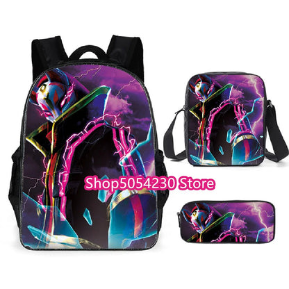 Fortnited 3PCS Backpack for Boys Victory Game 16 Inch Water Resistant Preschool Knapsack Cool Elementary School Backpacks