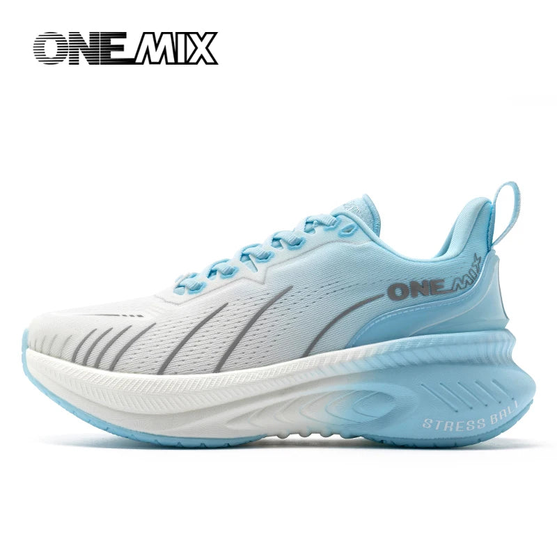 ONEMIX Nye løbesko med støddæmpning til mænd, velegnede til tunge løbere, snøresko til sport, kvinder, skridsikre udendørs atletiske herresneakers