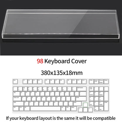 Funda protectora transparente de acrílico para teclado mecánico, cubierta antipolvo para teclado de 60/61/64 96 98104/108 teclas y cubierta para ratón