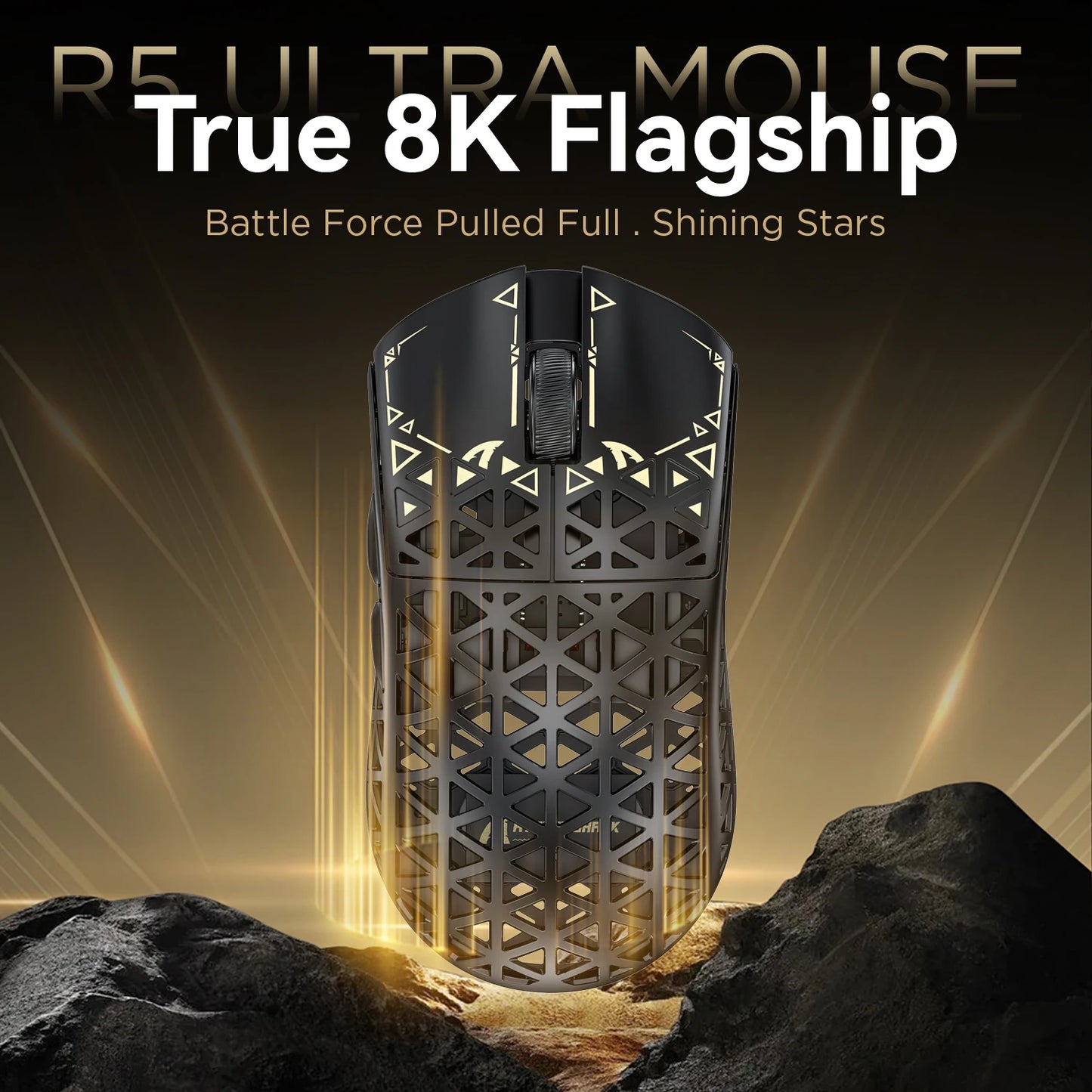 Mouse de gaming wireless ATTACK SHARK R5 Ultra Carbon Fiber, senzor de gaming PixArt PAW3950MAX, 42000DPI, 8000Hz, MCU Nordic 52840