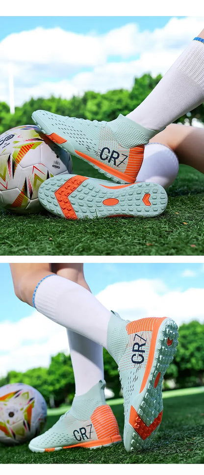 Chuteiras de Futebol de Treino TF com Pitons Longos, Resistentes ao Desgaste, Respiráveis, para Terreno Firme, Jogo ao Ar Livre e Treino