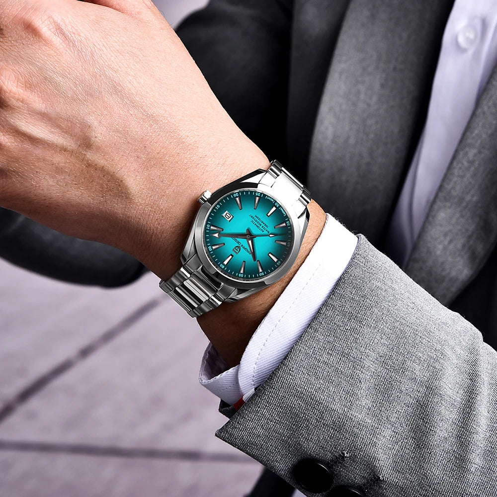 Reloj de lujo para hombre PAGANI DESIGN – Modelo automático mecánico (calibre 8215), de acero inoxidable, hermético, con indicador de fecha y agujas luminiscentes