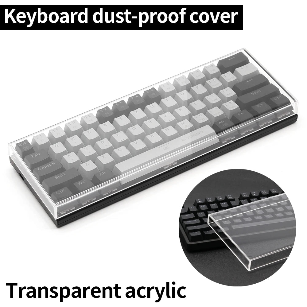 Funda protectora transparente de acrílico para teclado mecánico, cubierta antipolvo para teclado de 60/61/64 96 98104/108 teclas y cubierta para ratón