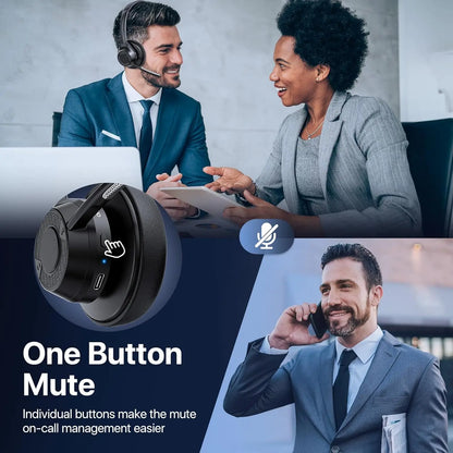 Bluetooth Headset, Wireless Bluetooth V5.4 Headphones with Microphone, Noise Canceling Mic Multipoint Connect Wireless Headset
