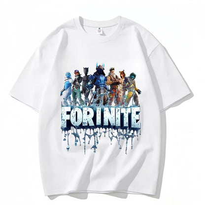 Fortnite Rundhals-T-Shirt für Erwachsene, unisex, Gaming-Dance-Mode, neu, aus reiner Baumwolle, kurzärmeliges Oberteil, perfekt für Freizeit und Urlaub