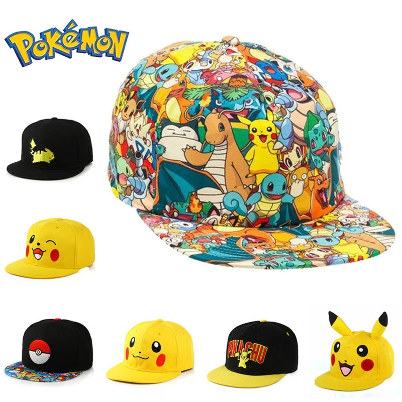 Pikachu baseball cap peaked cap cartoon anime character flat brim hip hop hat couple outdoor sports cap birthday gifts