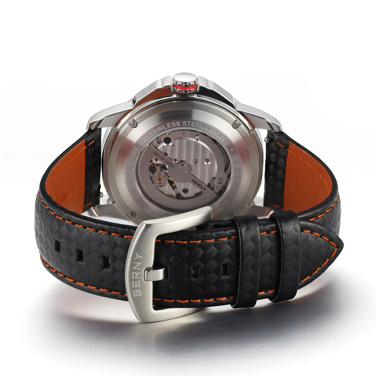 BERNY Automatic Skeleton Watch For Men 3D Dial 5ATM Luminous Sapphire 316L Steel MIYOTA 82S0 Mechanical Top Luxury Men's Watches