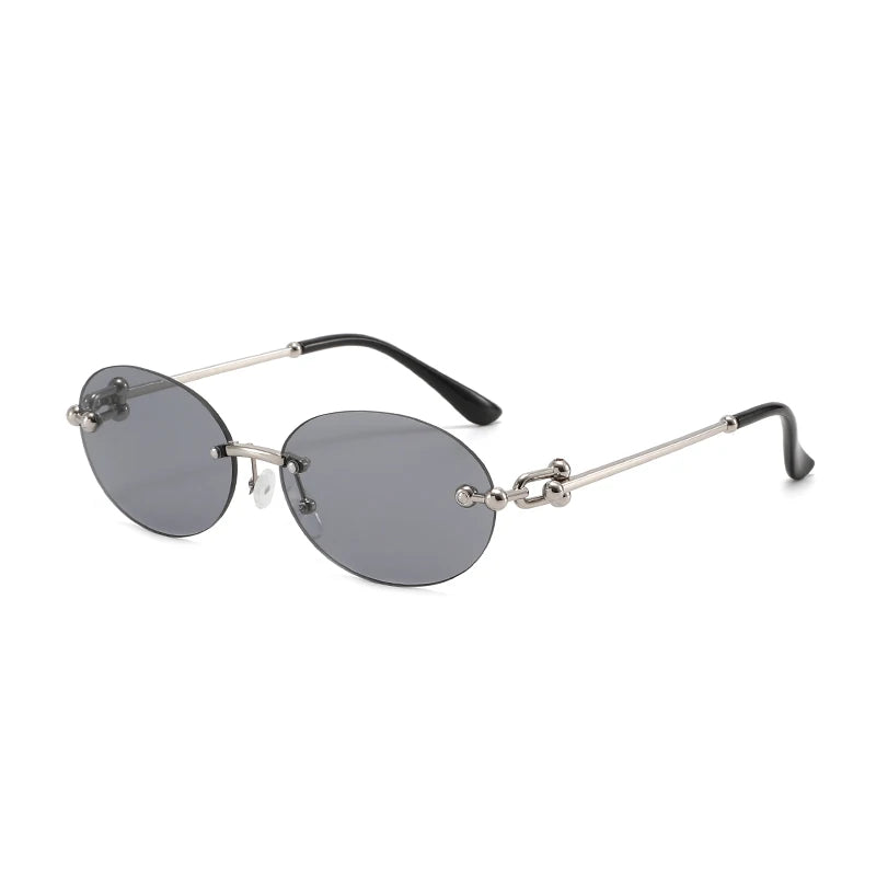 Oval Rimless Sunglasses High-End Casual and Luxurious Women's Borderless Sun Glasses Fashion and Personalized Sunglasses