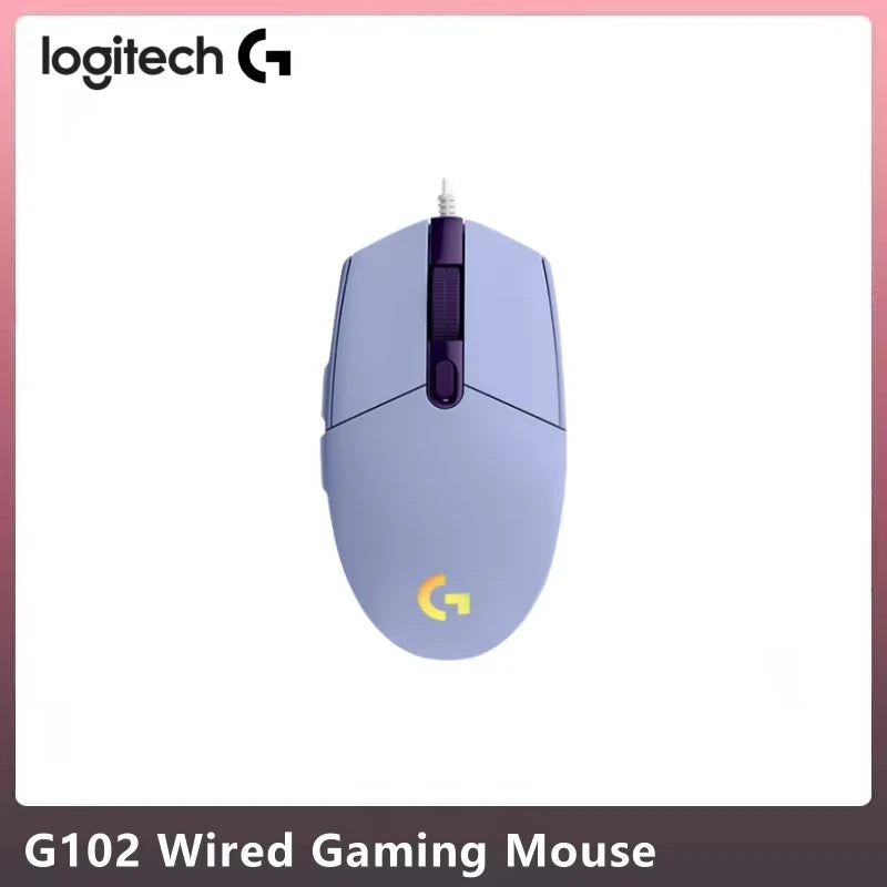 Logitech G102 G203 Wired Gaming Mouse 2.1 Meter Long Cable 8000 DPI RGB Effects for PC Laptop Office Gamer Flexible