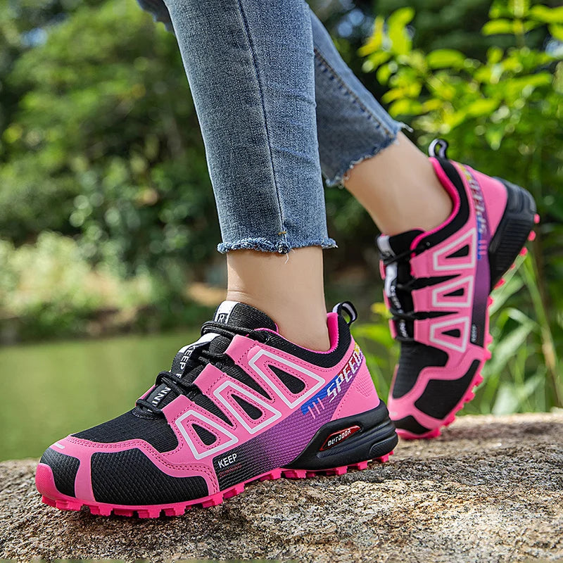 Scarpe da trekking da donna per attività outdoor, scarpe sportive da escursionismo, scarpe tattiche da caccia antiscivolo, scarpe da arrampicata traspiranti con lacci, ciclismo