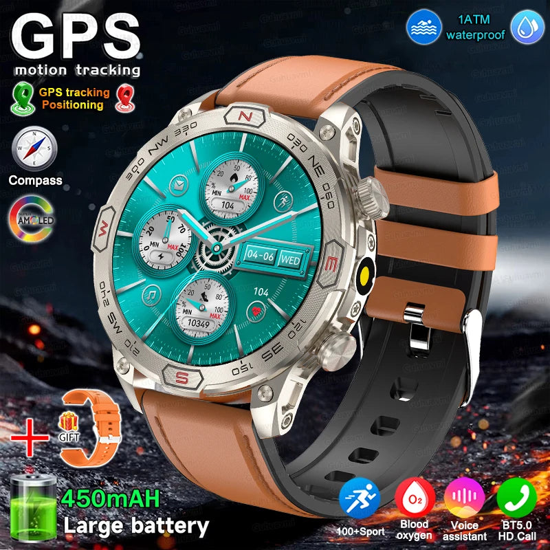 Men's Fashion Outdoor Sport GPS Smart Watch with AMOLED HD Screen, Heart Rate Monitor, and Waterproof Features