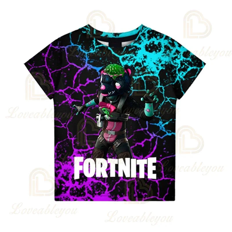 Fortnite „Victory Royale Ninja Fashion“ 3D marškinėliai vaikams, vasariniai trumpomis rankovėmis, su animaciniu raštu, kūdikių drabužiai, vaikiški marškinėliai