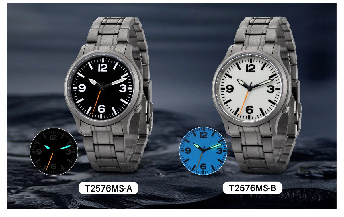 BERNY Full Titanium Watches for Men Super Luminous Sapphire Sports Field Quartz Men's Watch VH31 Wristwatch 5ATM Easy Read