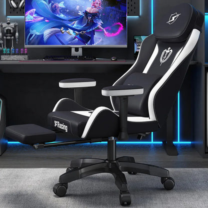 Gaming Chair with Latex Seat Cushion, Four-stage Pneumatic Cylinder, Removable Dual Headrest Adjustable Backrest, Office Chair
