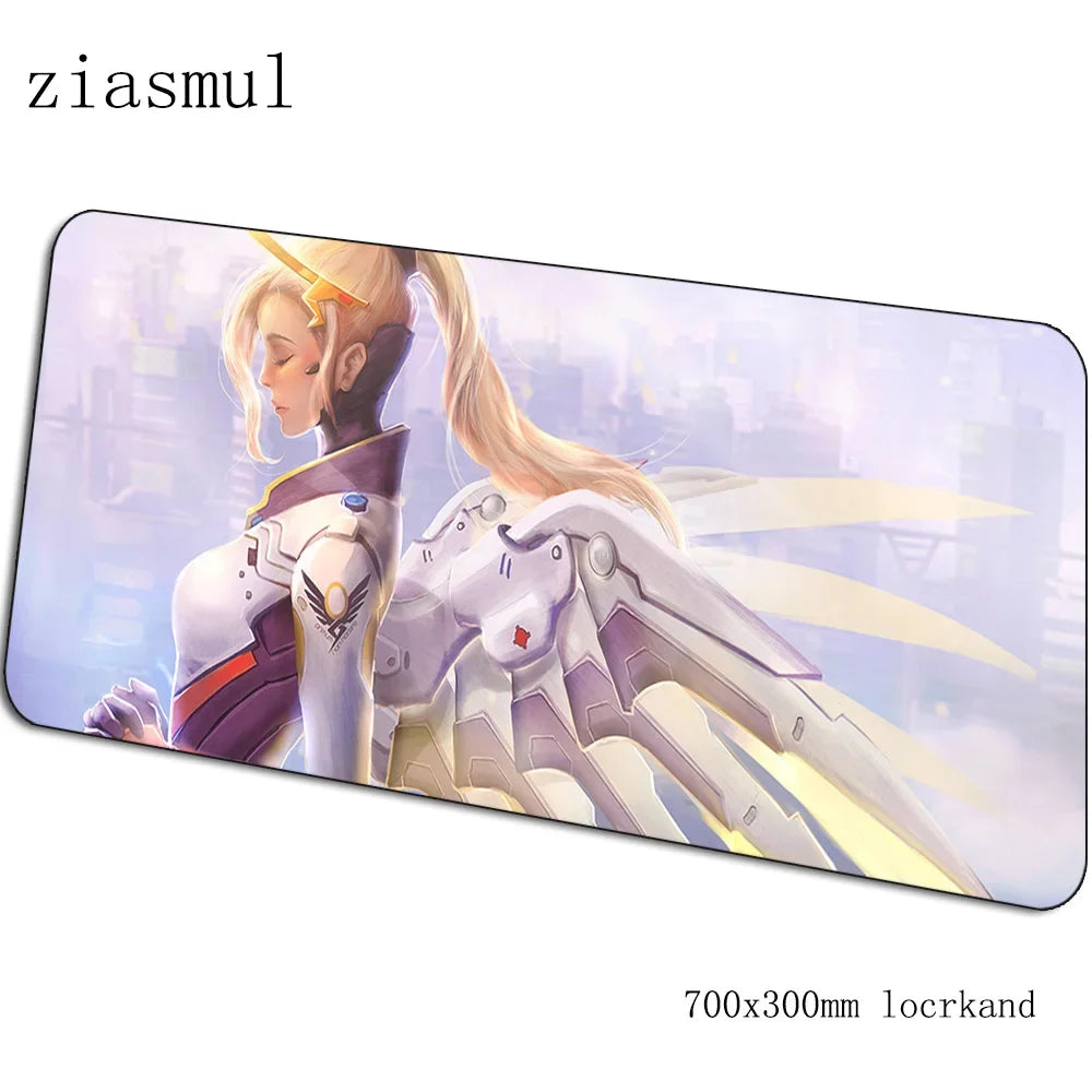 Overwatch pelės kilimėlis, animacinio stiliaus kompiuterio kilimėlis 700x300x3mm, didelis žaidimų pelės kilimėlis, Indie Pop klaviatūros kilimėlis PC žaidėjų stalui