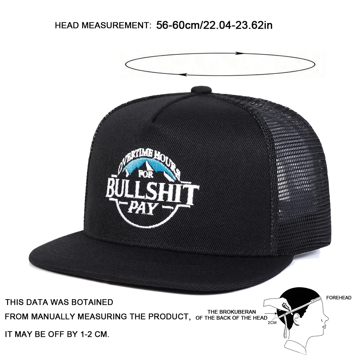 Unisex BULLSHIT PAY Embroidery Hip-hop Net Hats Spring Summer Outdoor Adjustable Sports Casual Baseball Caps Sunscreen Hat Cap