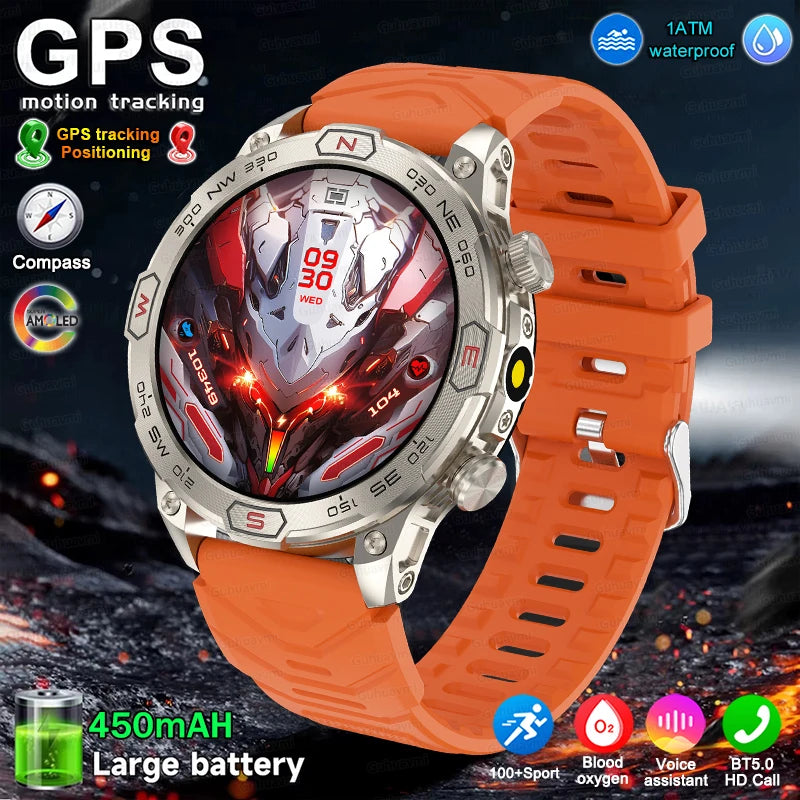 Men's Fashion Outdoor Sport GPS Smart Watch with AMOLED HD Screen, Heart Rate Monitor, and Waterproof Features