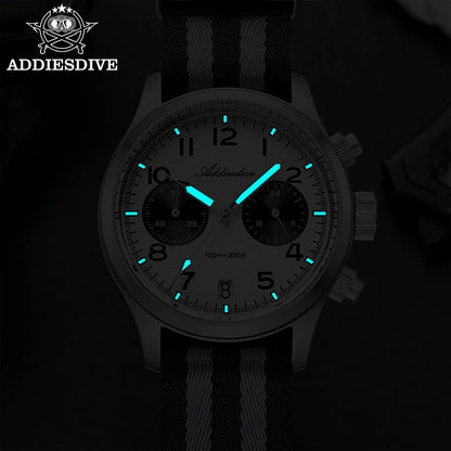 Orologio da uomo ADDIESDIVE 2025 New Panda Eye, retrò di lusso, quarzo VK64, cronografo sportivo, impermeabile 100M, luminoso