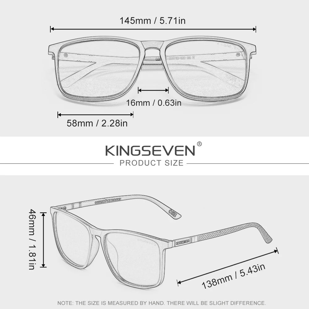 KINGSEVEN Brand Rectangle Sunglasses For Men Women Polarized  Anti-UV400 Glasses Travel Outdoor Sports Eyewear