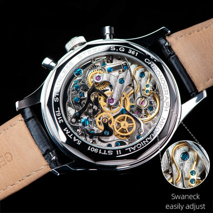 40mm Men Army Watch 1963 Pilot Mechanical Sugess Panda Wristwatch Sapphire Air Force Watches Chronograph Official ST1901Movement