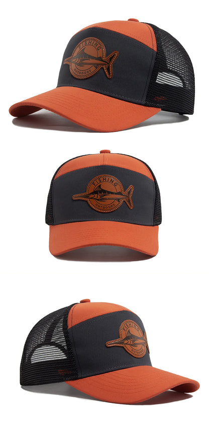 Shark Leather Label férfi baseball sapka, alkalmi, 7 panelos stílusú trucker sapka, divatos hiphop hálós sapka, nyári női napellenzős sapka, unisex