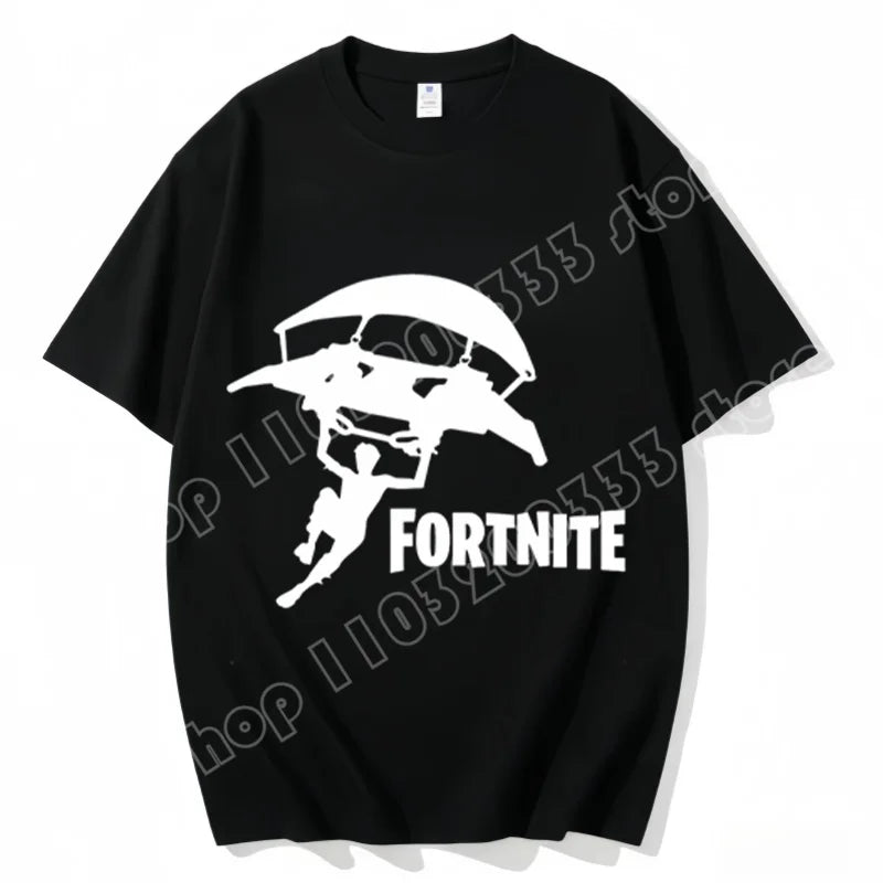 Fortnite Rundhals-T-Shirt für Erwachsene, unisex, Gaming-Dance-Mode, neu, aus reiner Baumwolle, kurzärmeliges Oberteil, perfekt für Freizeit und Urlaub