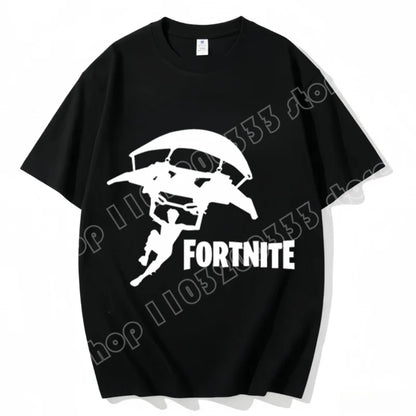 Fortnite Rundhals-T-Shirt für Erwachsene, unisex, Gaming-Dance-Mode, neu, aus reiner Baumwolle, kurzärmeliges Oberteil, perfekt für Freizeit und Urlaub