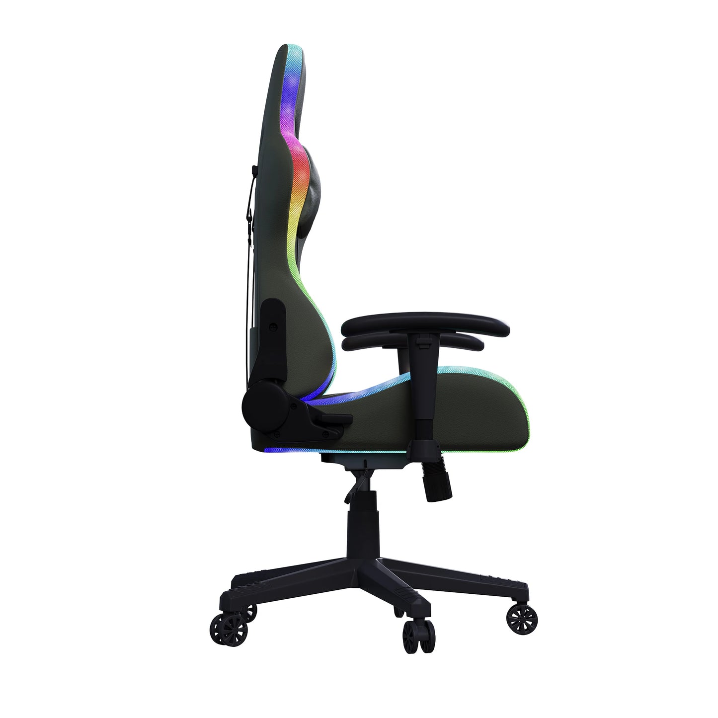 Ergonomic Office Chair with Lumbar Massage, RGB LED Lighting, Reclining Backrest, Adjustable Armrests, Gaming Desk Chair for Home Office