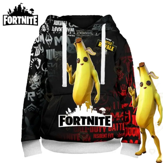Felpe con cappuccio Fortnite Peely Print New Design, per uomo, donna e bambino, a maniche lunghe, stile casual streetwear