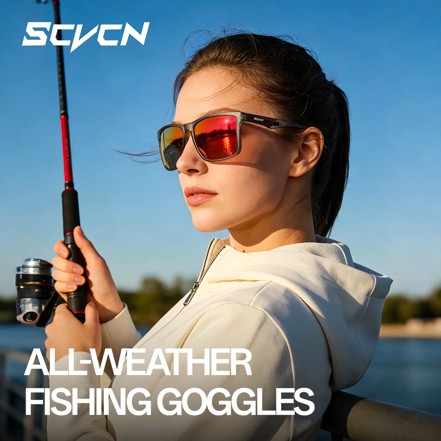 SCVCN New Polarized Water Sports Glasses Women Professional Surfing Boating Fishing Anti-glare Rafting Sailing UV400 Sunglasses