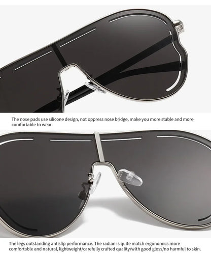 Oversized One-Piece Pilot Sunglasses Women Big Frame Luxury Brand Butterfly Shaped Sun Glasses For Ladies Shield Eyewear Shades