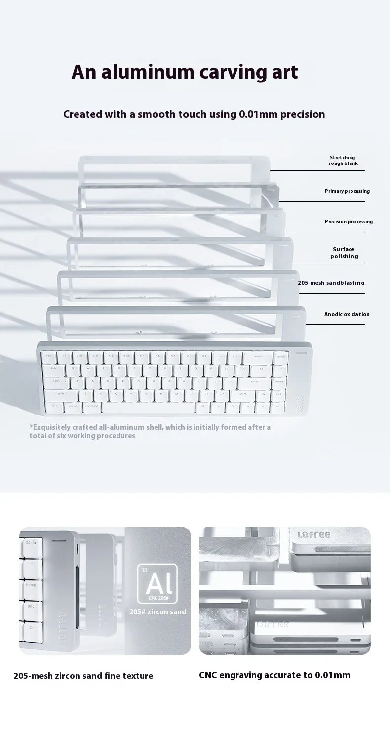 Tastiera meccanica Lofree FLOW2 Business Office, wireless Bluetooth e cablata, silenziosa con suono delicato, compatibile, mute, blocco in alluminio