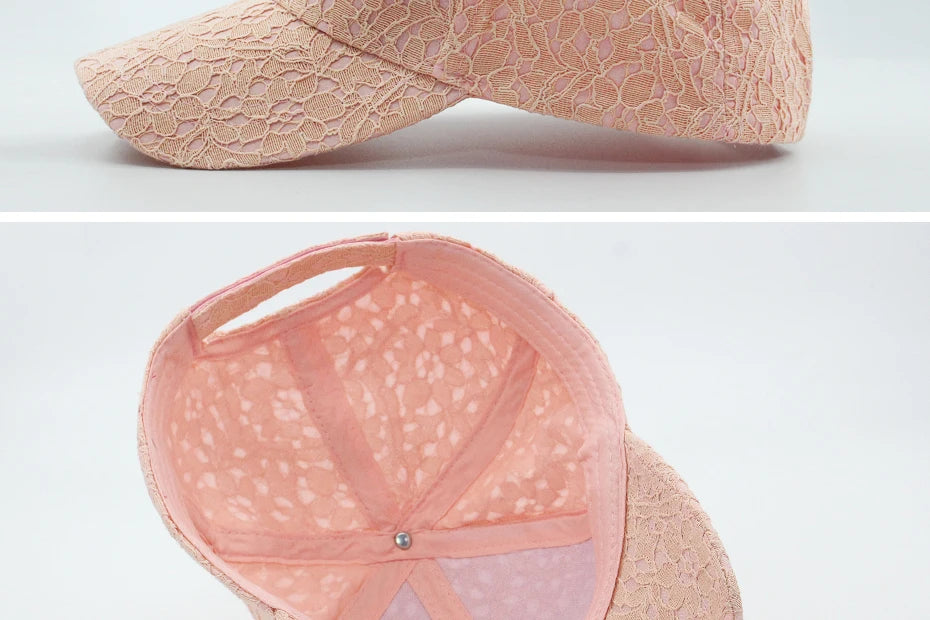 CNTANG Brand Summer Lace Hat Cotton Baseball Cap For Women Breathable Mesh Girls Snapback Hip Hop Fashion Female Caps Adjustable