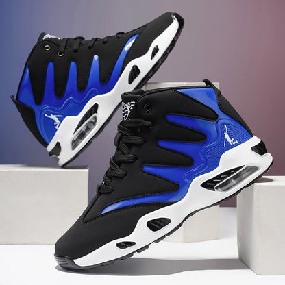 Chaussures de basketball montantes pour hommes, robustes et stables, baskets d'entraînement à lacets, unisexe, adaptées à la course, au sport, au basketball et à la marche. Cadeau idéal pour hommes, léger, confortable,