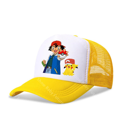 Two Sizes Kawaii Baseball Caps for Adult Cartoon Pokemons Pikachus Outdoor Breathable Mesh Hat Cute Anime Adjustable Sunbonnet