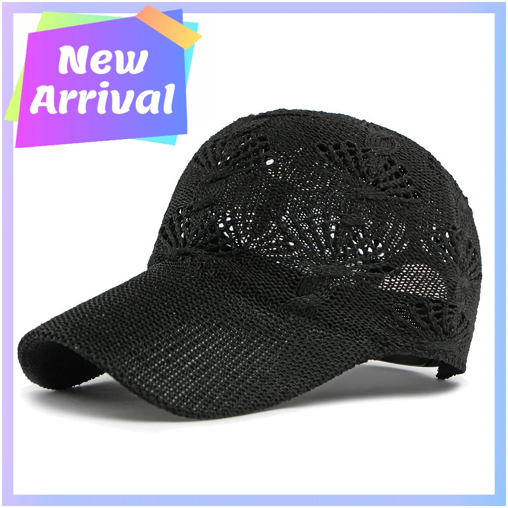 Casquette de baseball d'été en maille ajourée brillante pour femme, casquette de protection solaire pour les activités de plein air, respirante, flatteuse et polyvalente