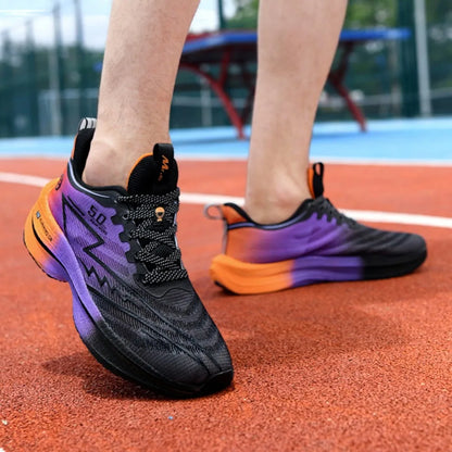 New Men's Carbon Plate Running Shoes Soft Cushion Shock Absorbing Sports Shoes Unisex Lightweight Anti-Slip Training Sneakers