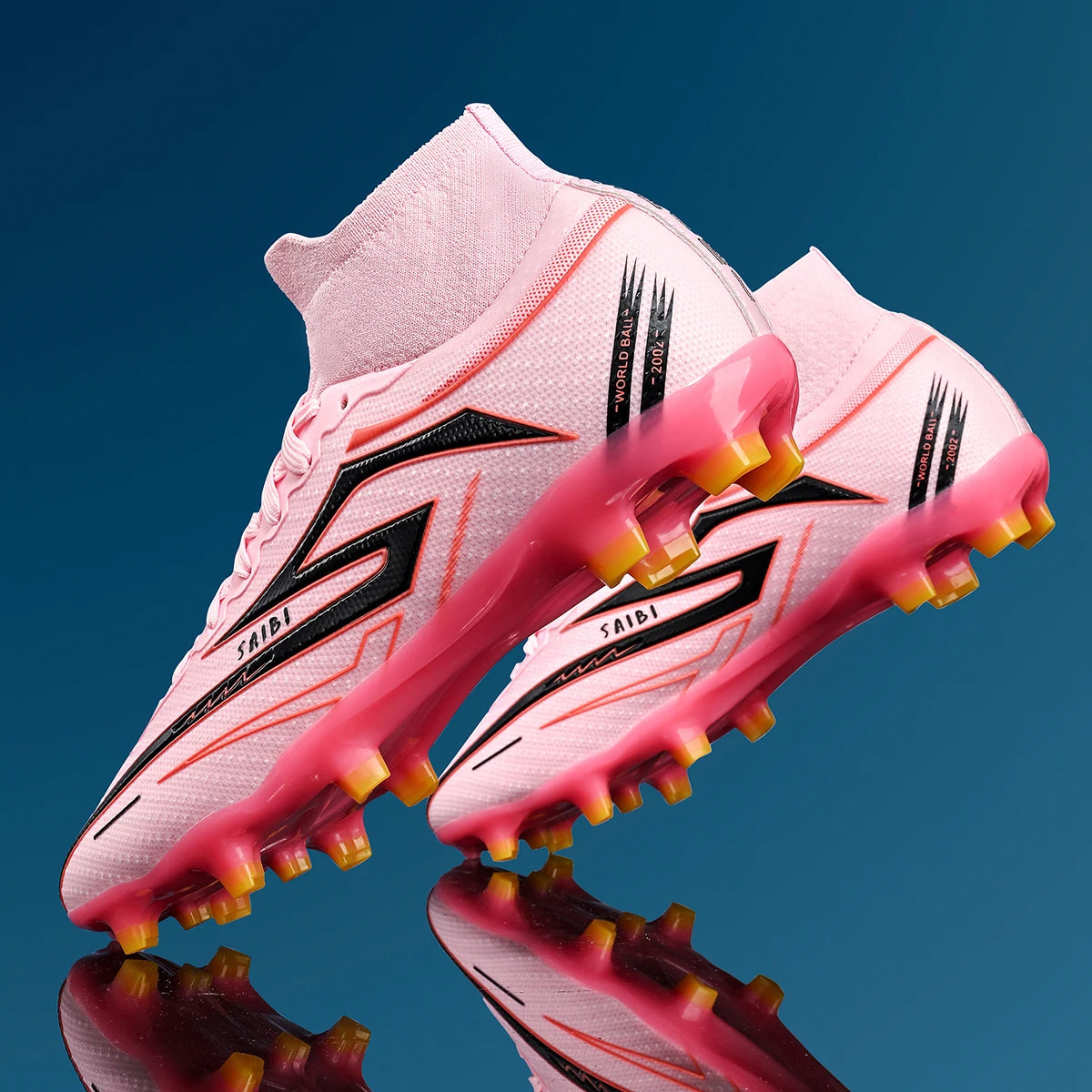 AG/FG Long Studs Soccer Shoes, PU Fabric Mixed Upper, TPU Sole Wear-Resistant Anti-Slip, Men Women Kids Youth Outdoor Sports