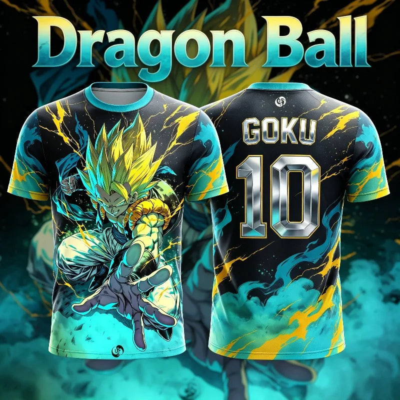 2026 New Summer Dragon Ball Gogeta 3D Print Jersey Men Breathable Quick Dry Outdoor Sports Anime Streetwear Causal Short Sleeve
