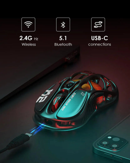 GravaStar Mercury M2 Wireless Gaming Mouse with 26,000 DPI, PAW3395DM Sensor - 79g Lightweight Hollowed-Out Design - 5 Programmable Buttons